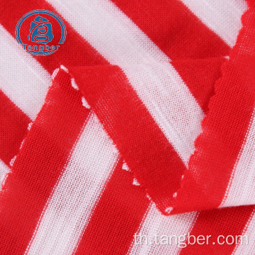 Stripe Knitted Spun Polyester Jersey Slub Fabric